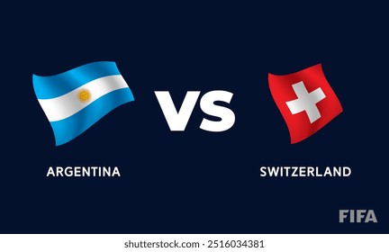 Argentina VS Switzerland International Football Match Flag Badge Design Template Vector Illustration.