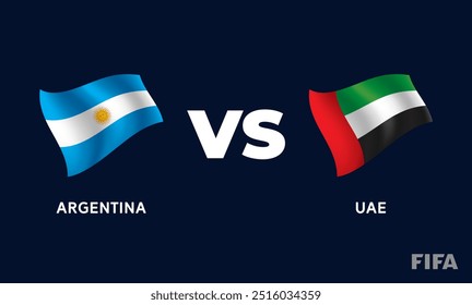 Argentina VS UAE International Football Match Flag Badge Design Template Vector Illustration.