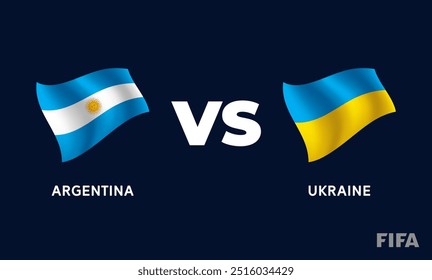 Argentina VS Ukraine International Football Match Flag Badge Design Template Vector Illustration.