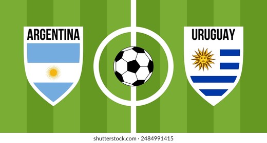 argentina vs uruguay, teams shield shaped national flags