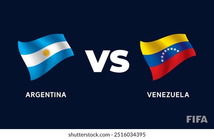 Argentina VS Venezuela International Football Match Flag Badge Design Template Vector Illustration.