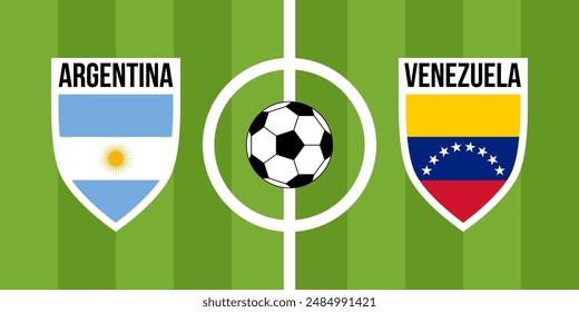 argentina vs venezuela, teams shield shaped national flags