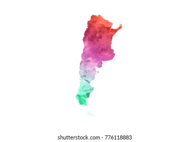 argentina watercolor map in colorful colors. Vector abstract watercolor background of business flyer map of argentina. isolate white background.