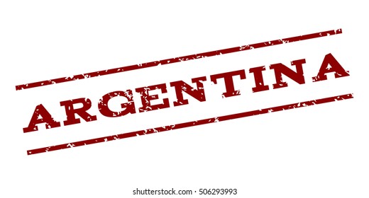 Argentina watermark stamp. Text Caption between parallel lines with grunge design style. Rubber seal stamp with scratched texture. Vector dark red color ink imprint on a white background.