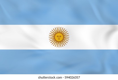 Argentina waving flag. Argentina national flag background texture. Vector illustration.