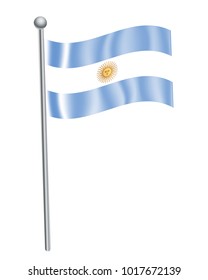 argentina waving flag on flagpole vector illustration.3d vector icon isolated on white background