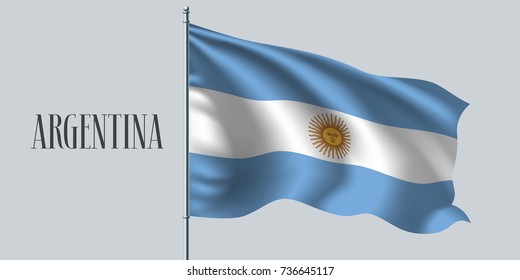 Argentina waving flag vector illustration. Blue white design as a national Argentine symbol