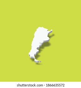 Argentina - white 3D silhouette map of country area with dropped shadow on green background. Simple flat vector illustration.