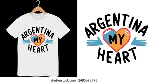 Argentina White T shirt Design Typography Vector Illustration.