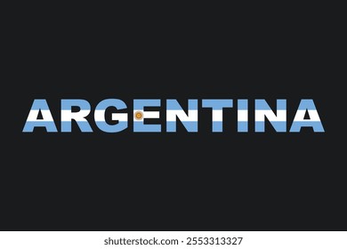 Argentina Palavra com forma de coração, gráfico vetorial da bandeira da Argentina, bandeira do país da Argentina é um símbolo de liberdade, bandeira nacional da Argentina, ilustração vetorial
