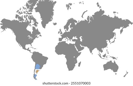 Argentina en Mapa Mundial, Mapa Mundial, Mapa Geográfico, Mapa de Argentina, Línea Fronteriza Argentina, Asia, África, Europa, América del Norte, América del Sur, Australia Oceanía