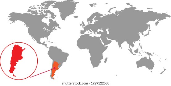 
 Argentinamap. Isolated world map. Isolated on white background. Vector illustration.