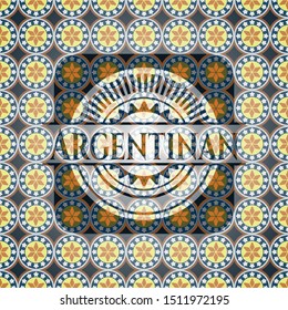 Argentinan arabic badge background. Arabesque decoration.