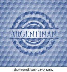 Argentinan blue polygonal badge.