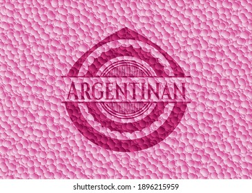 Argentinan pink emblem with bubbles background. Vector Illustration. Detailed. 