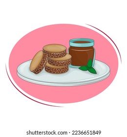 Argentina's dessert is Alfajores. Traditional cuisine. Latin American pastries - round cookies. Vector illustration. Cartoon.