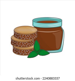 Argentina's dessert is Alfajores. Traditional cuisine. Latin American pastries - round cookies. Vector illustration. Cartoon.