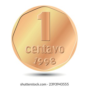 Argentine 1 centavo coin. Vector illustration.