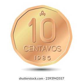 Argentine 10 centavos coin. Vector illustration.