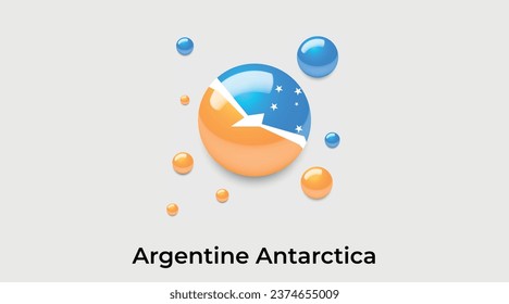 Argentine Antarctica flag bubble circle round shape icon colorful vector illustration