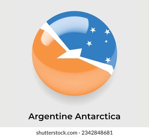 Argentine Antarctica glossy national flag bubble round shape icon vector illustration glass