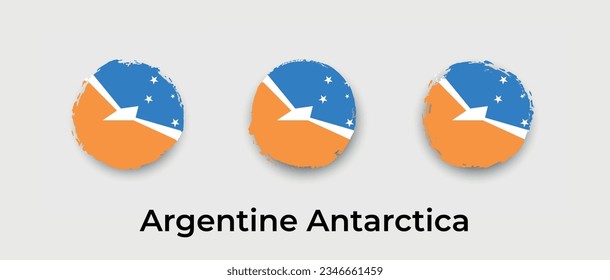 Argentine Antarctica national flag grunge circle round shape bubble vector icon illustration