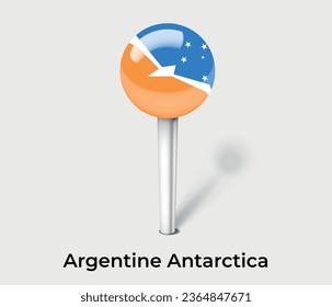 Argentine Antarctica national flag map marker pin icon illustration