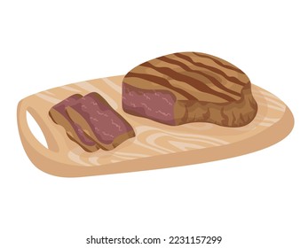 Asado argentino sobre plancha, plato tradicional de carne vectorial ilustración