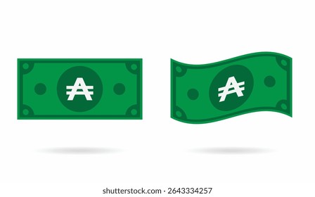 Argentine Austral currency between 1985-1991 money flat and flowing style