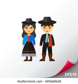 Argentine couple in national costume icon