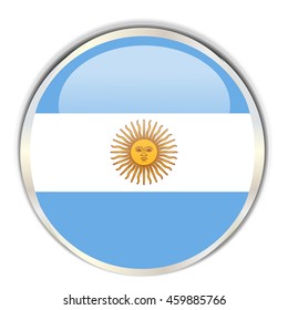 Argentine Flag Glossy Button with highlights