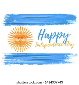 Argentine flag with paint brush strokes. National patriotic and political holiday symbol vector illustration.
