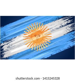 Argentine flag with paint brush strokes. National patriotic and political holiday symbol vector illustration.