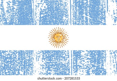 Argentine grunge flag. Vector illustration. Grunge effect can be cleaned easily.