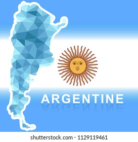 Argentine map in polygon style. flag background design. EPS 10