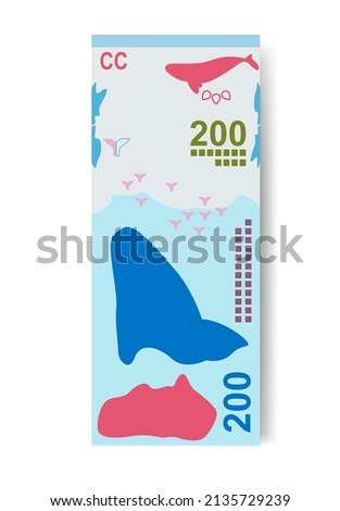 Argentine Peso Vector Illustration. Argentina money set bundle banknotes. Paper money 200 ARS. Flat style. Isolated on white background. Simple minimal design.