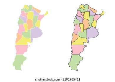 Argentine political map. Low detailed. Cartoon style. Pastel colours. Vector editable