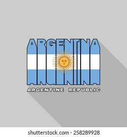 Argentine Republic flag of the letters typography, t-shirt graphics, flat design.