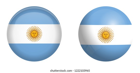 Argentine Republic flag under 3d dome button and on glossy sphere / ball.