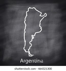 Argentine Republic map drawn with chalk on blackboard background