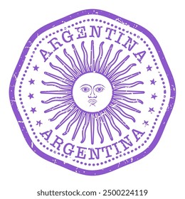 Sello estatal de la República Argentina con sol, sello de viaje en mal estado con sello estatal, matasellos argentino, Vector