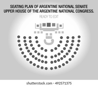 The Argentine Senate. Upper House Of The Argentine National Congress. Editable Seats. 72 Seats. Seating Plan.