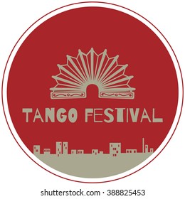 Argentine tango, bandoneon and town at night. Design for your CD cover, leaflet, website or other tango-related project