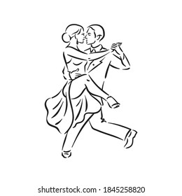 Argentine tango and salsa romance couple social pair dance illustration
