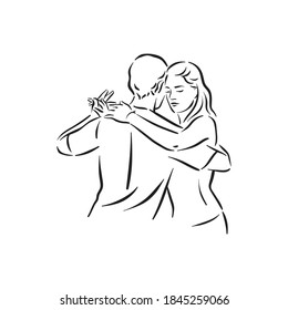 Argentine tango and salsa romance couple social pair dance illustration