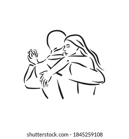 Argentine tango and salsa romance couple social pair dance illustration