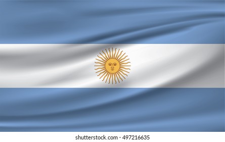 Argentinean flag blowing in the wind. Part of a series. vector