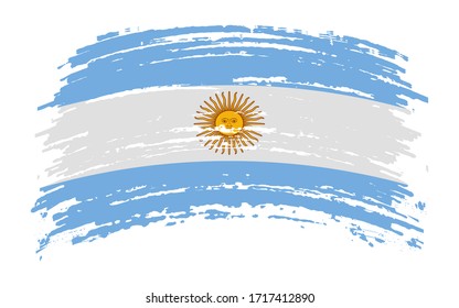 Argentinean flag in grunge brush stroke, vector image