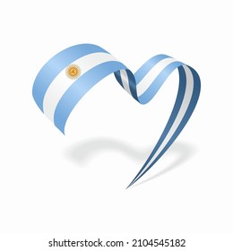 Argentinean flag heart shaped ribbon. Vector illustration.