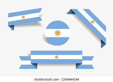 Argentinean flag stickers and labels set. Vector illustration.